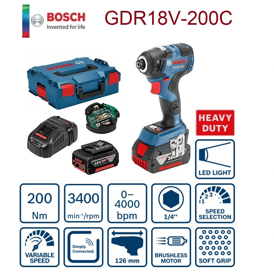 Máy Siết Bulong Pin Bosch GDR 18V-200 C