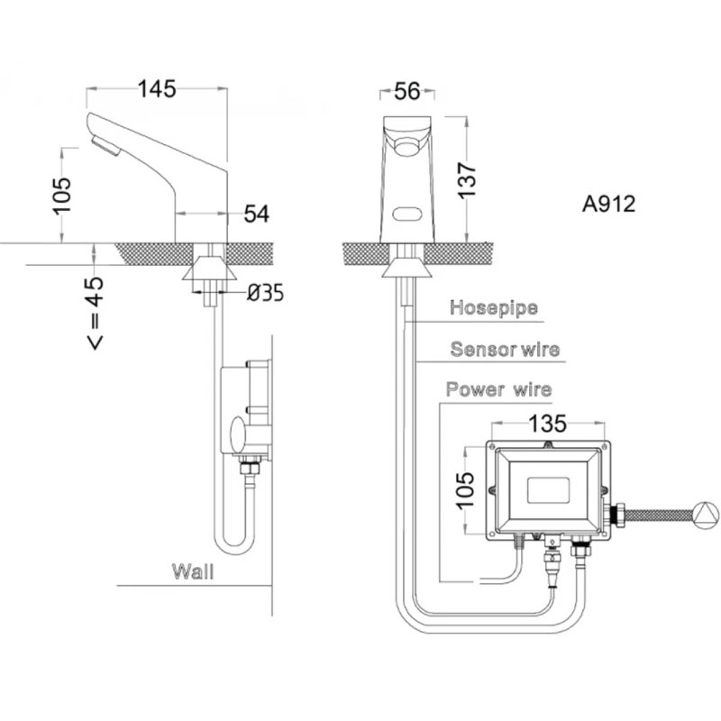 Vòi Cảm Ứng Lavabo Caesar A912