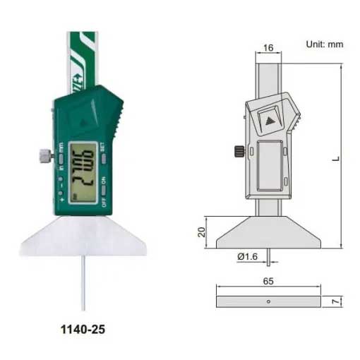 Thước Đo Sâu Điện Tử Insize 1140-25