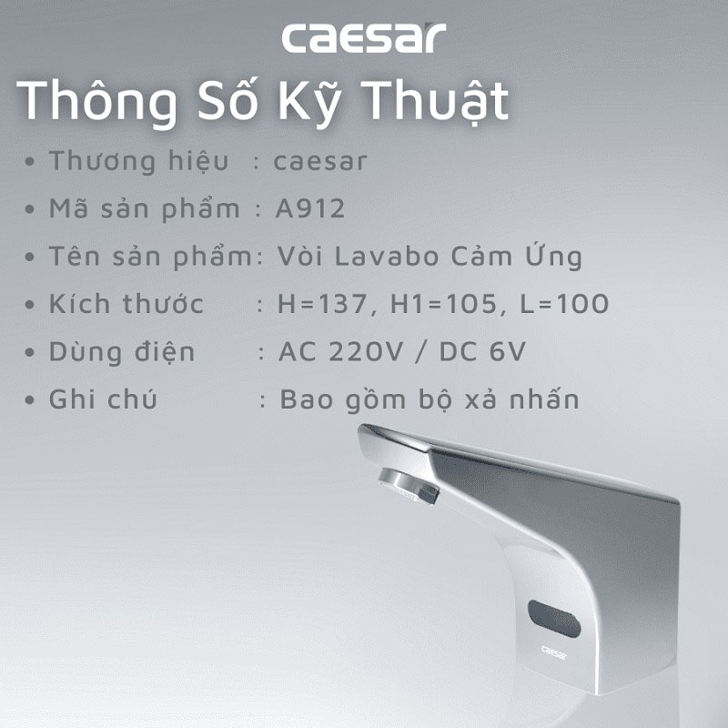 Vòi Cảm Ứng Lavabo Caesar A912