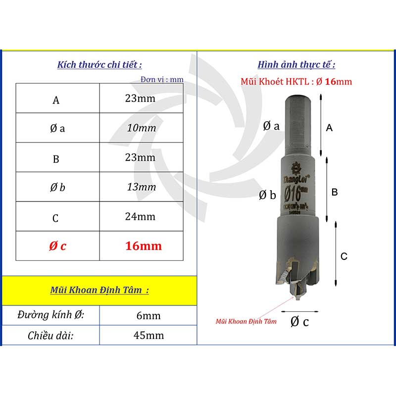 Mũi Khoét Thắng Lợi Phi 16mm