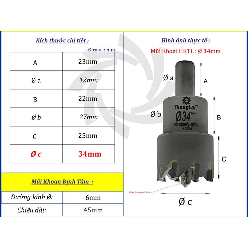 Mũi Khoét Thắng Lợi Phi 34mm