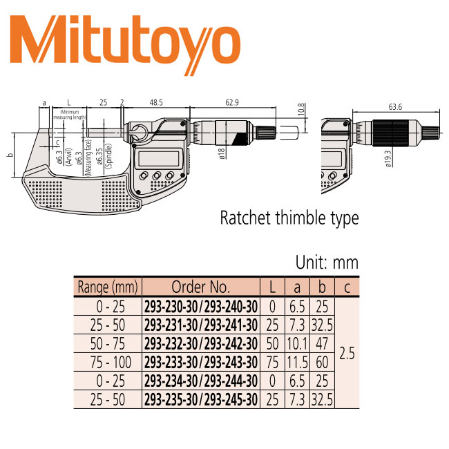 Panme Điện Tử Mitutoyo 293-332-30